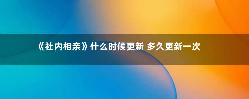 《社内相亲》什么时候更新 多久更新一次